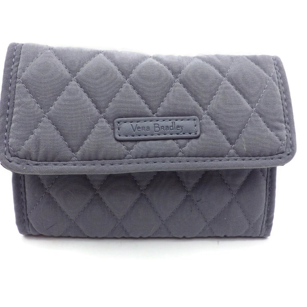 Vera Bradley Quilted Gray Velveteen Wallet/ Like-New